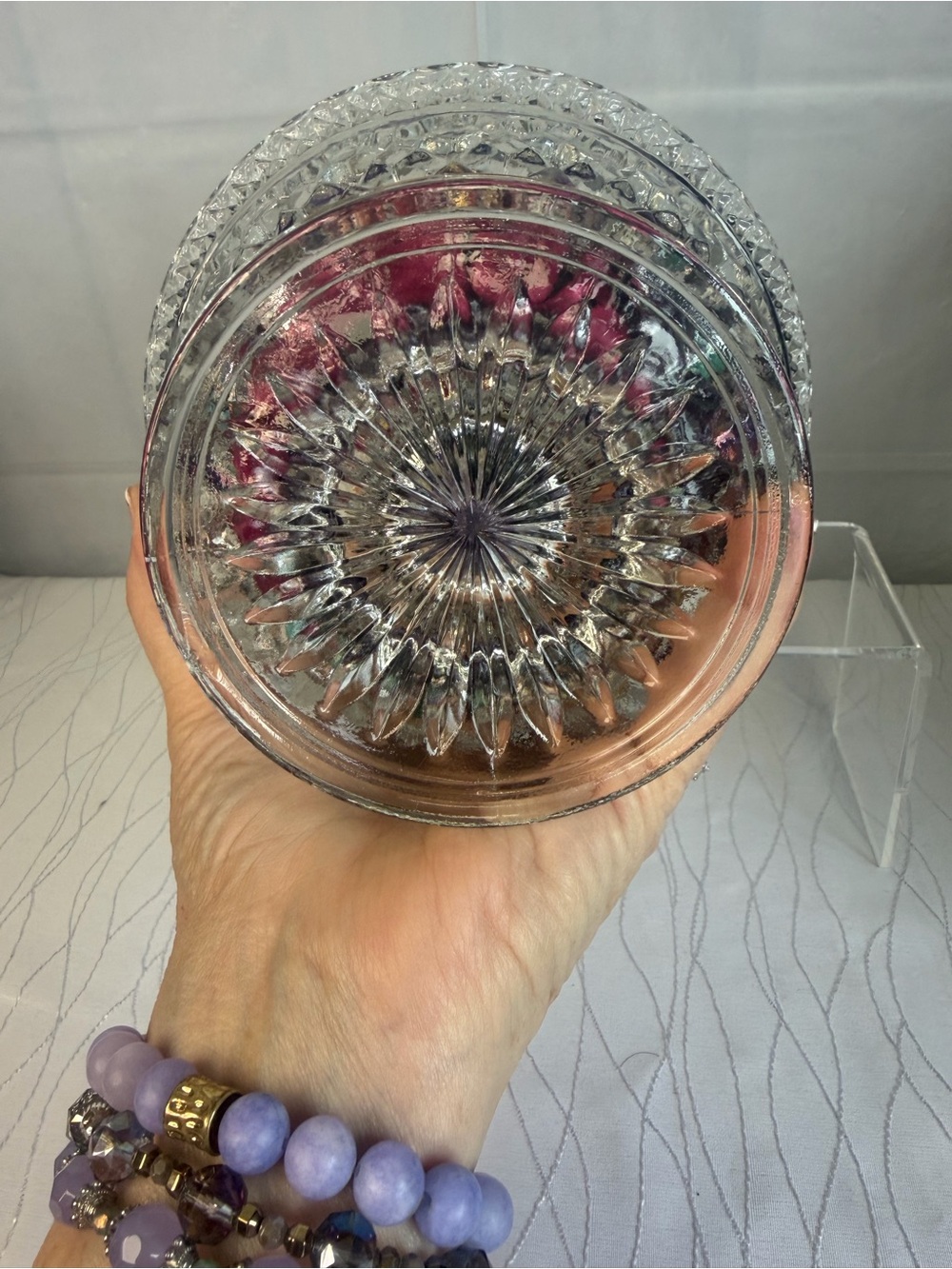 Purple Jewelry Lot of 27 + Vintage Anchor Hocking Wexford Crystal Candy Dish - Picture 14 of 15